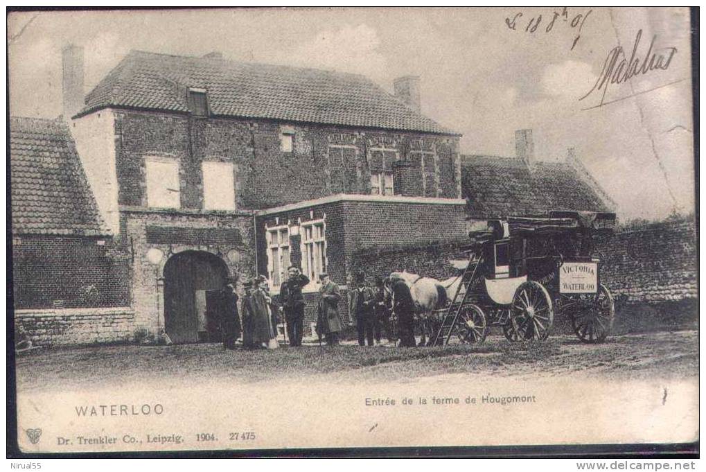 BELGIQUE WATERLOO Enttrée De La Ferme De HOUGOMONT ATTELAGE CALECHE - Braine-l'Alleud