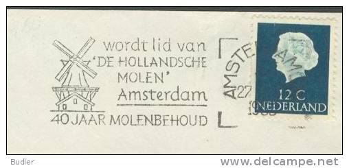 NEDERLAND : 1966 : Postmark Slogan On Fragment : MOLEN,MOULIN,MILL, - Mühlen