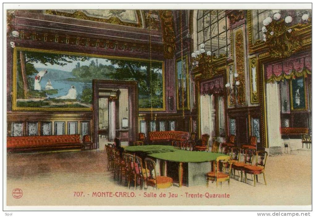 Monte Carlo Le  CASINO  Salle De Jeu Trente -Quarante Crate Couleur - Casinos
