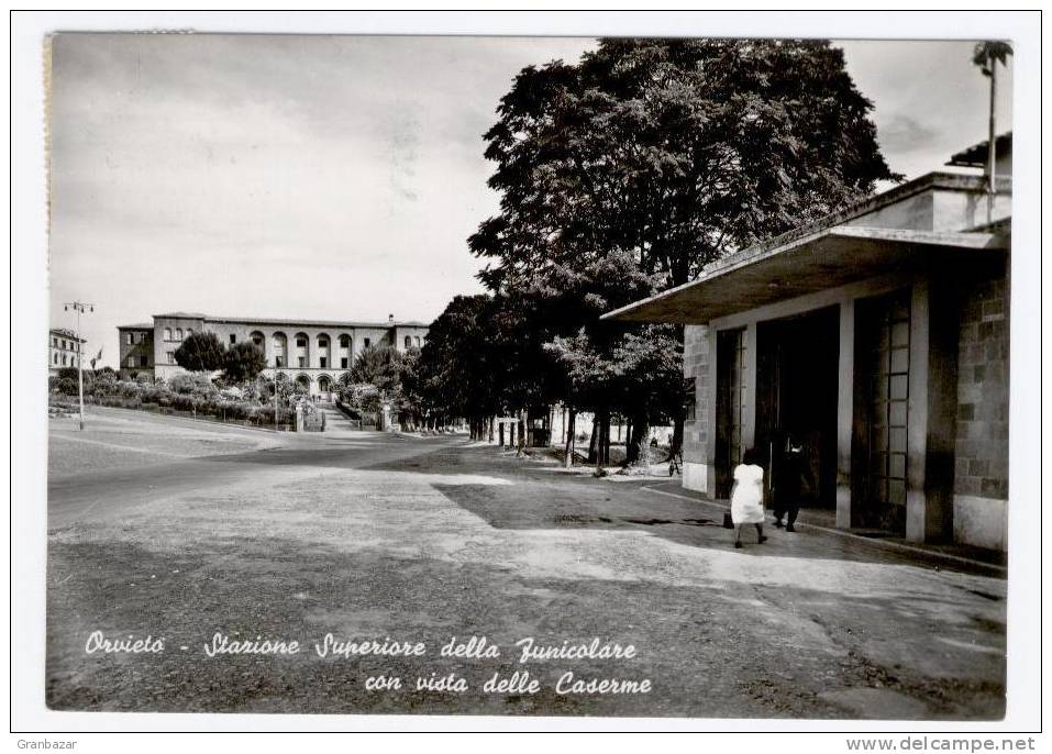 ORVIETO, STAZIONE SUP. DELLA FUNIVIA, B/N, VG 195?, ANIMATA   **//** - Terni