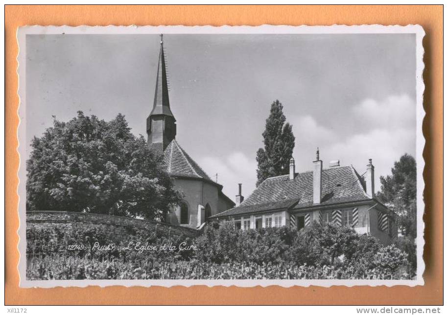 G764 Pully, L'Eglise Et La Cure, Vignes. Cachet Lausanne Montchoisi Vers Gryon 1954 - Gryon