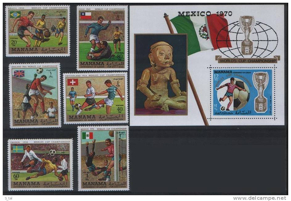 MANAMA  World Cup-70+flags Set 6 Stamps+S/Sheet  MNH - Autres & Non Classés