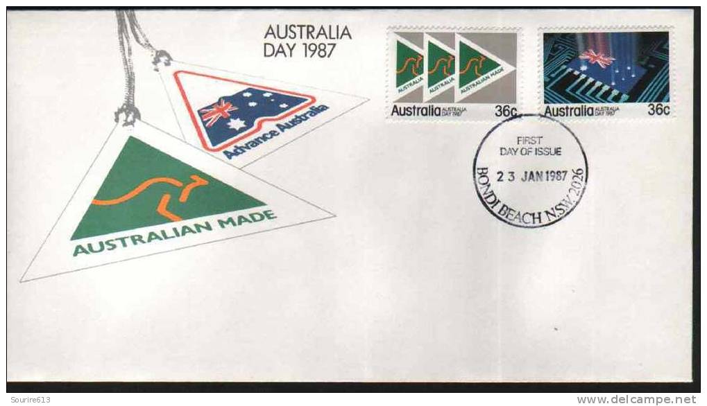 Fdc Australie 1987 Sciences Informatique Circuit Imprimé Australian Day Emblème Kangourou - Computers