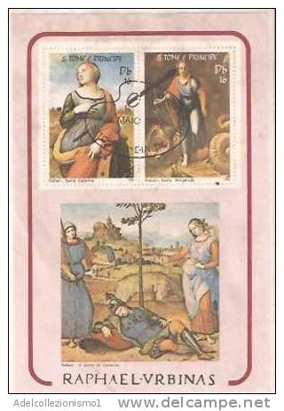 34082)foglio Commemorativo Con 2x16db S. Tome E Principe - Raphael Urbinas - Used Stamps