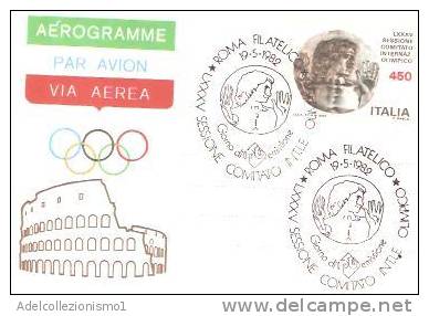 34088)aerogramma Aereo Comitato Olimpico Roma 1982 Con  450£ + Annullo - Nuova - 1981-90: Marcofilia