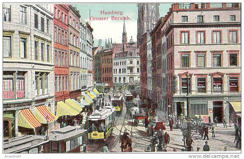 TOP AK Hamburg - Grosser Burstah Strassenbahn Tram Tramway Um 1910 - Mitte