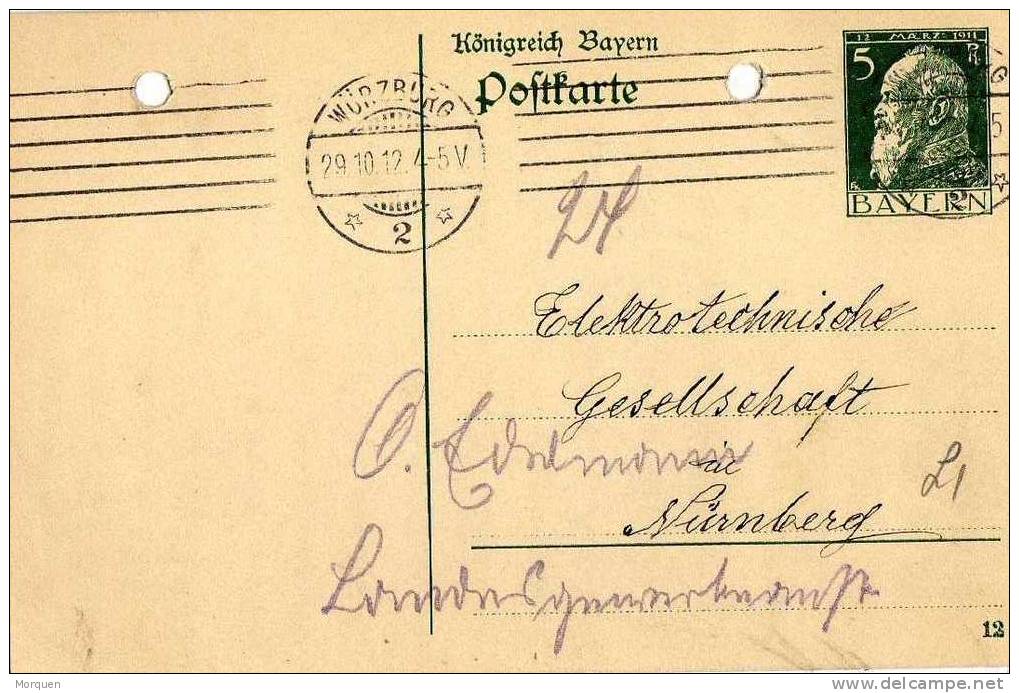 2775. Entero Postal WURZBURG (Baviera) Alemania 1912 - Postal  Stationery