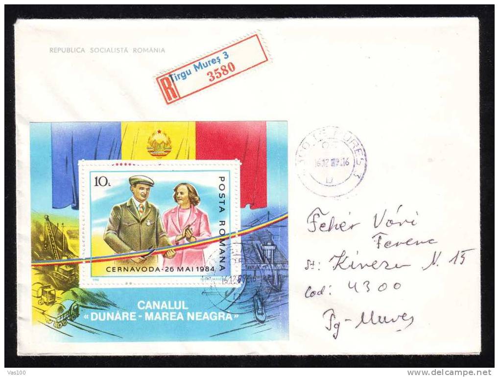 Leader Communist NICOLAE CEAUSESCU And Elena Stamp Block On Cover 1989 - Romania. - Lettres & Documents