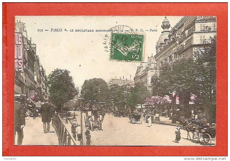 PARIS - Boulevard Bonne Nouvelle ( Tres Animé , Attelages ) - Public Transport (surface)