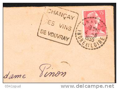 1955 France 37  Daguin Chancay  Vin  Vino Raisin Vignoble Wine Grape Vineyard Sur Lettre Entiere - Vins & Alcools