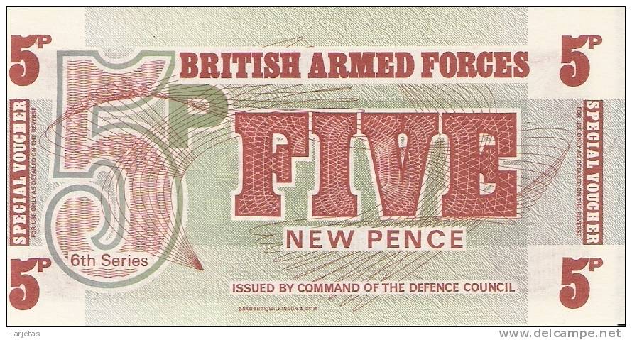 BILLETE DE BRITISH ARMED FORCES DE 5 PENCE - Autres & Non Classés
