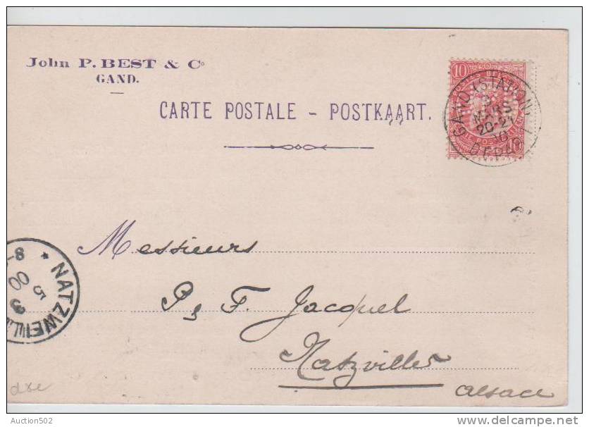 TP 58 S/CP Commerciale John P.Best & C°obl.Gand(Station) 03.03.1900 Perforé  Vers Natzwiller Alsace 3292 - 1863-09