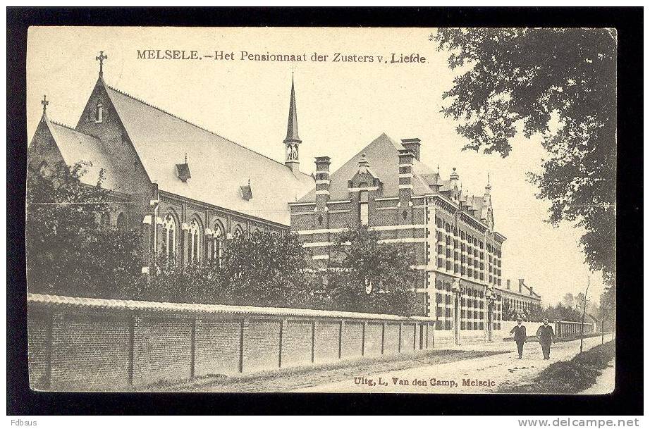 1903 MELSELE - PENSIONAAT DER ZUSTERS VAN LIEFDE  - GELOPEN KAART - UITG. L. VAN DEN CAMP - Beveren-Waas