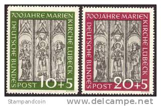 Germany B316-17 Mint Never Hinged Marienkirche Set From 1951 - Unused Stamps