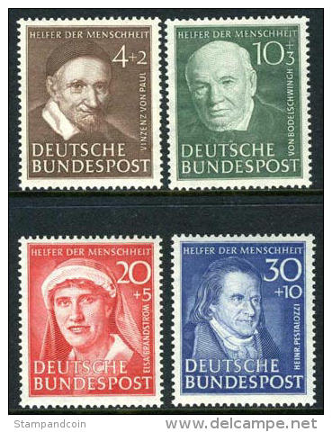 Germany B320-23 XF Mint Never Hinged Portrait Semi-Postal Set From 1951 - Unused Stamps