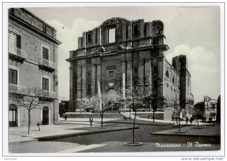 MAZZARINO, IL DUOMO, B/N, VG 1957, ANIMATA  **//** - Caltanissetta