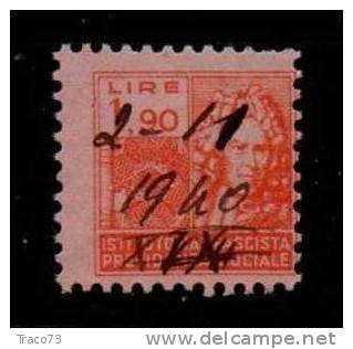 1939 - ISTITUTO NAZIONALE FASCISTA -  PREVIDENZA SOCIALE - Lire 1,90 - Fiscaux