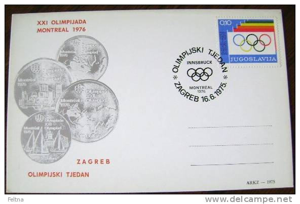 1975 YUGOSLAVIA OLYMPIC WEEK POSTAL CARD INNSBRUCK MONTREAL - Sommer 1976: Montreal