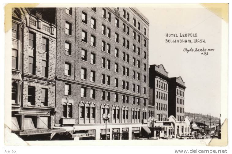 Bellingham WA, Hotel Leopold, C1930s/40s Vintage Real Photo Postcard - Sonstige & Ohne Zuordnung