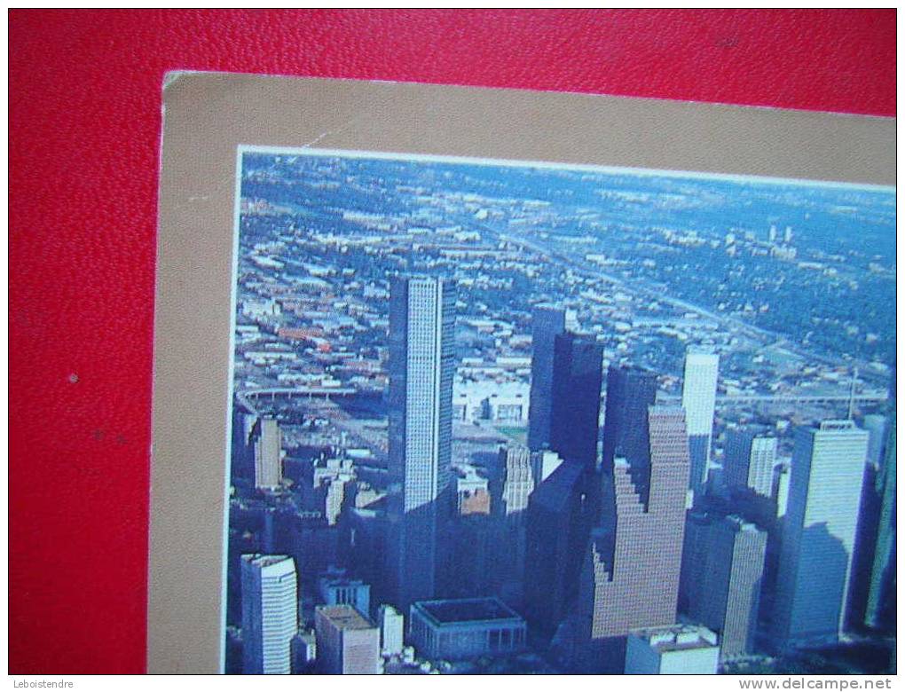 CPM -ETATS-UNIS : HOUSTON- TEXAS -AERIAL VIEW OF DOWNTOWN HOUSTON TEXAS-3 PHOTOS DE LA CARTE - Houston