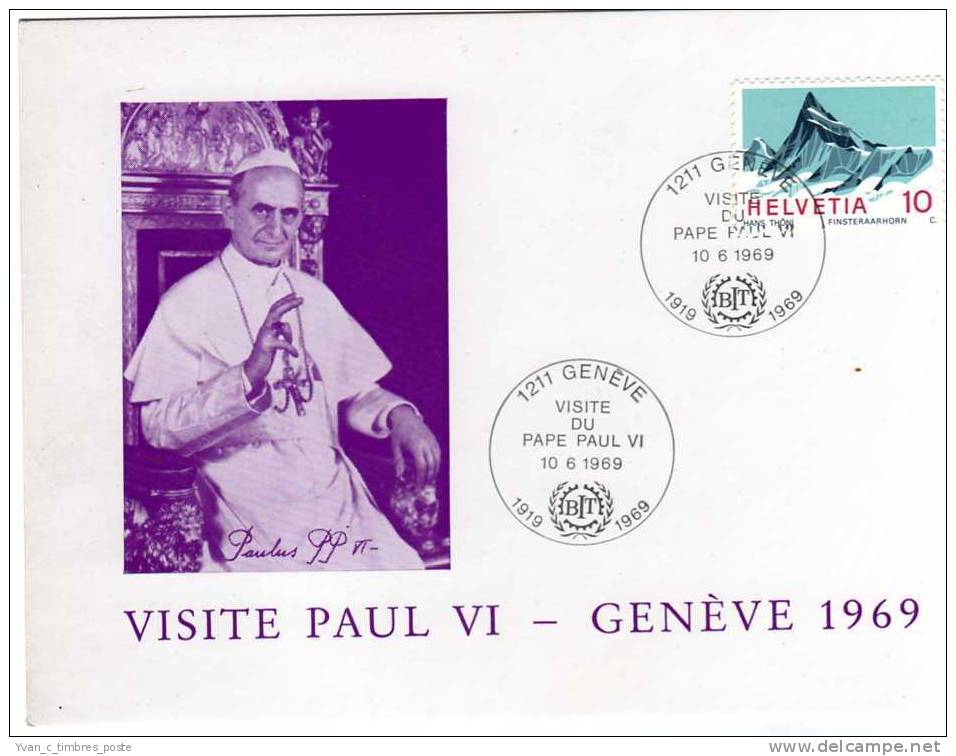 SUISSE VISITE DU PAPE PAUL VI A GENEVE LE 10 JUIN 1969 - Brieven En Documenten