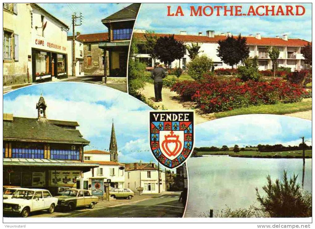 CPSM. LA MOTHE ACHARD. QUARTIER DES HALLES.LE LOGEMENT. FOYER RESIDENCE BETHANIE. L'ETANG DE RICORDEAU. DATEE 1983. - La Mothe Achard