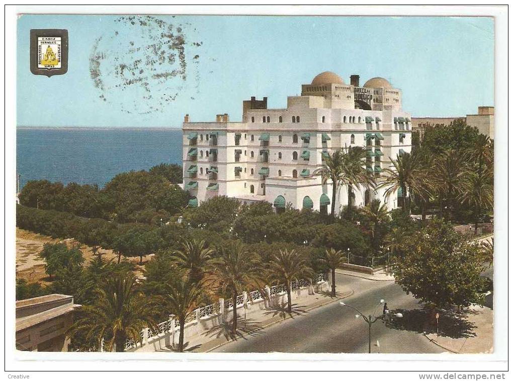 ESPAÑA.   CADIZ. Hotel Atlántico  (timbre Enlevé) - Cádiz
