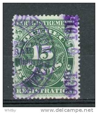 1912 15 Cent Quebec Registration Stamp #QR18 - Fiscale Zegels