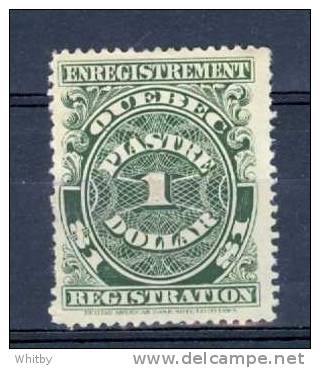 1912 $1.00 Quebec Registration Stamp #QR22  Mint No Gum - Revenues