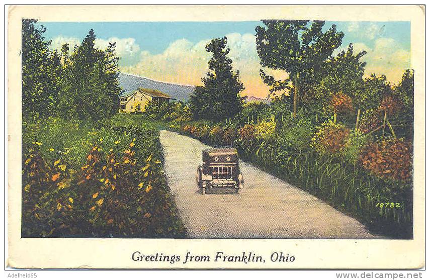 Lot 2 PC Greetings From Franklin With Old Cars, OH Publ Landscape 24 Designs - Sonstige & Ohne Zuordnung