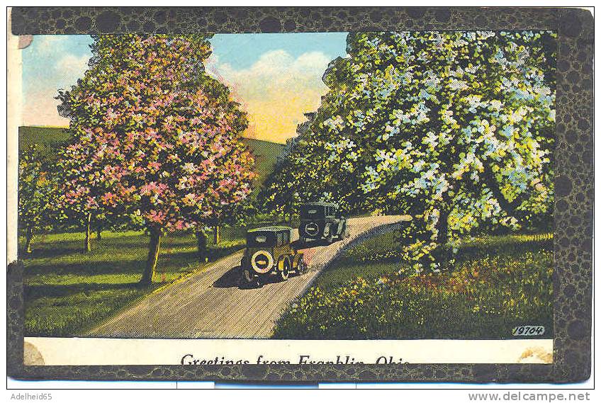 Lot 2 PC Greetings From Franklin With Old Cars, OH Publ Landscape 24 Designs - Sonstige & Ohne Zuordnung