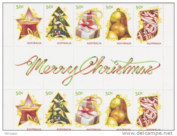 Australia-2009 Merry Christmas Gutter Strip  MNH - Sheets, Plate Blocks &  Multiples