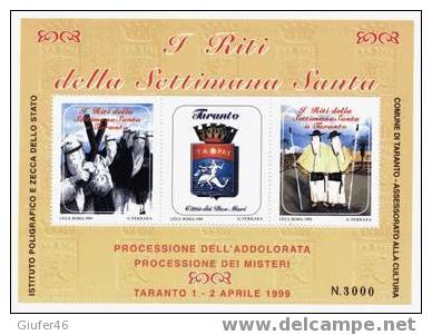 FOGLIETTO  I.P.Z.S. 1999 -  I RITI Della SETTIMANA SANTA A TARANTO - Blocks & Sheetlets