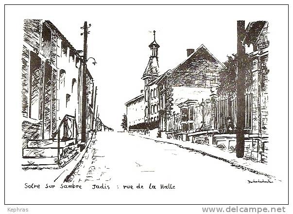 SOLRE-SUR-SAMBRE Jadis : Rue De La Halle - TRES RARE Illustration De JC. Vanderstraeten - Erquelinnes