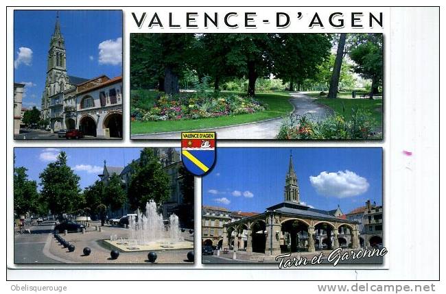 82  VALENCE D´AGEN 4 VUES / 1 CARTE ECRITE BLASON - Valence