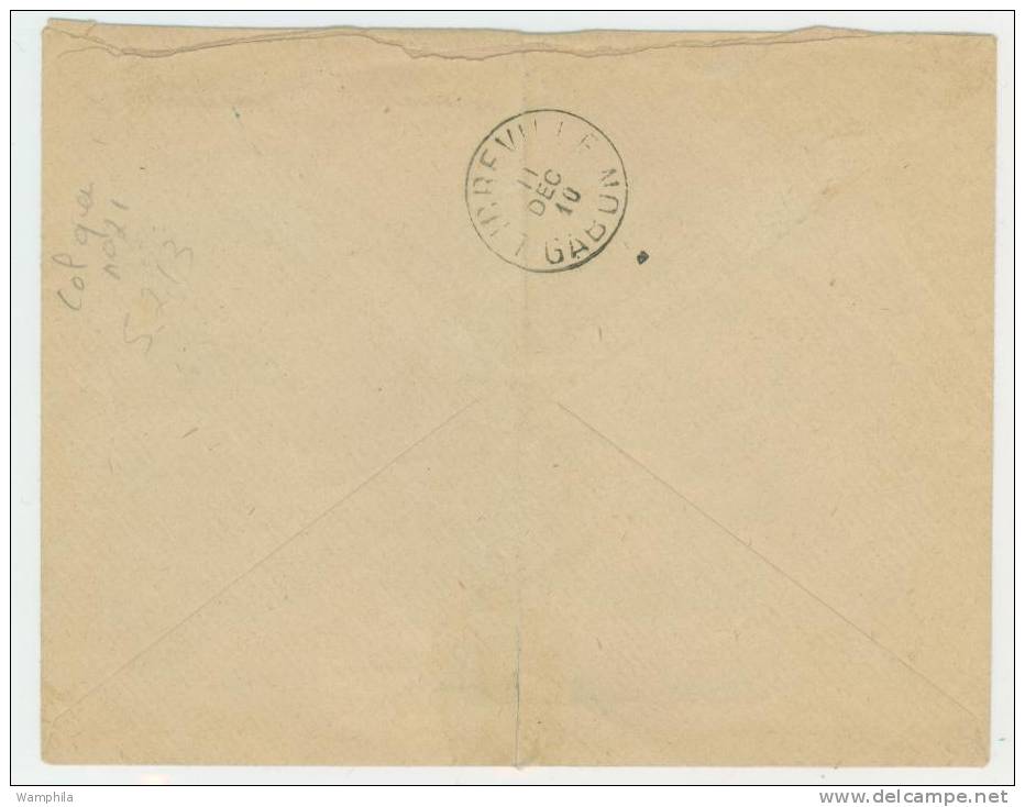 Taxe Col. Gen N° 21 En Moitié De Timbre Sur Lettre Du Gabon En Port Local - Postage Due