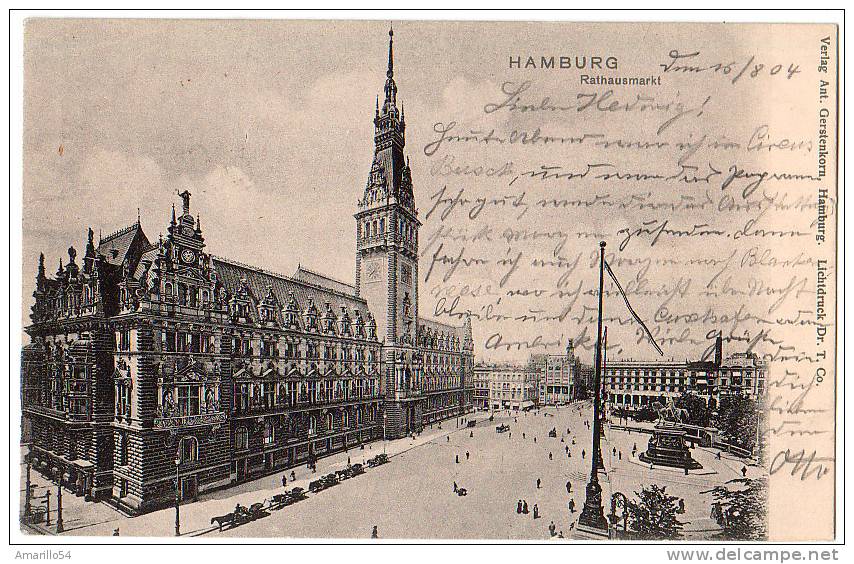 TOP AK Hamburg - Rathausmarkt 1904 ! - Mitte