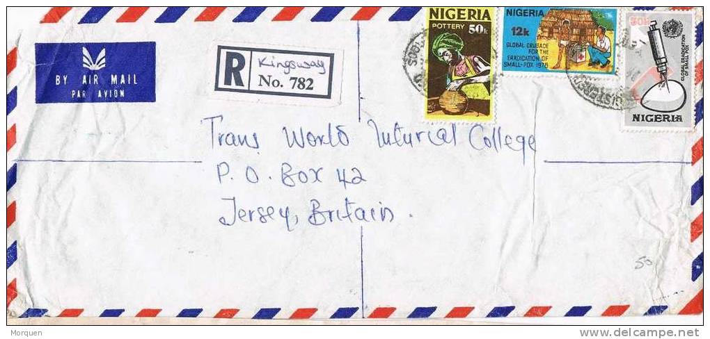 1979. Carta  Certificada Aerea KINGSASAY.  LAGOS (Nigeria)  1978 - Nigeria (1961-...)