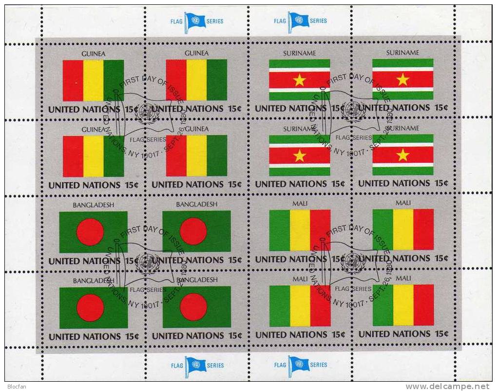 Flagge 1980 Guinea UNO New York 352+4-Block Aus Kleinbogen O 2€ Bloque Hoja M/s Bloc United States Flags Sheet Bf Africa - Sonstige & Ohne Zuordnung