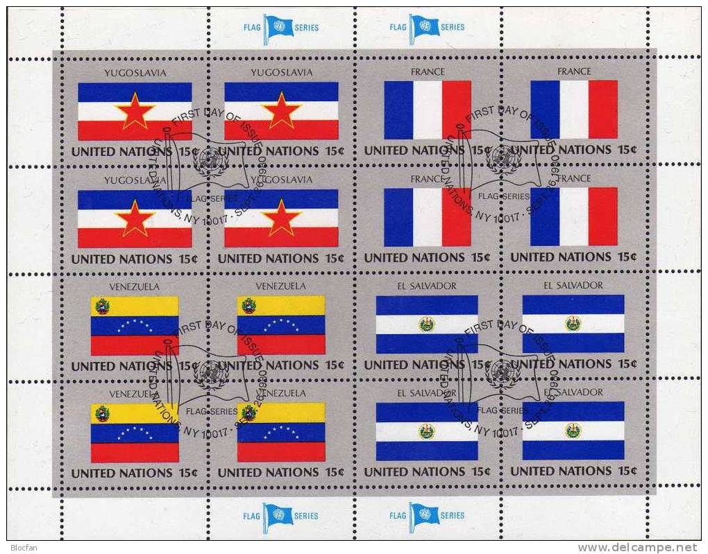 Flagge Venezuela 1980 UNO New York 358+4-Block Aus Kleinbogen O 2€ Bloque Hojita Bloc M/s UN NY Flag Sheetlet Bf America - Stamps