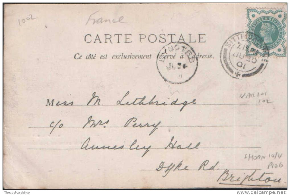 CPA 06 FRANCE CANNES NON DIVISE  USED  VICTORIAN STAMP EARLY POSTMARK 1901 DE UK - Cannes