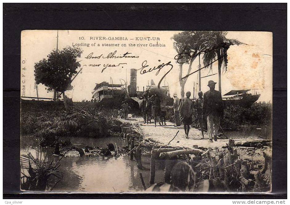 GAMBIE River Gambia, Kunt Ur, Loading Of The Steamer, Ed CFAO 10, 190?, Dos 1900 - Gambia