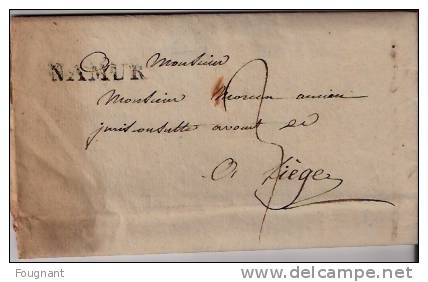BELGIQUE : 1814:Précurseur:NAMUR Pour LIEGE.Oblit.Griffe NAMUR En Noir. - 1794-1814 (French Period)