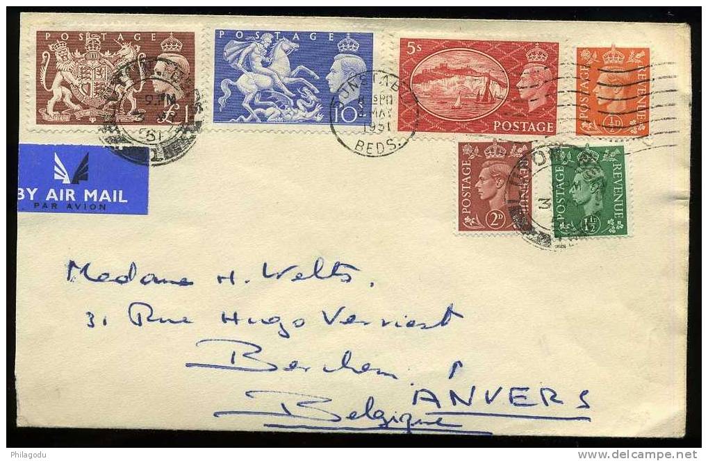 FDC High Value 1951 On A Letter To Belgium - ....-1951 Vor Elizabeth II.