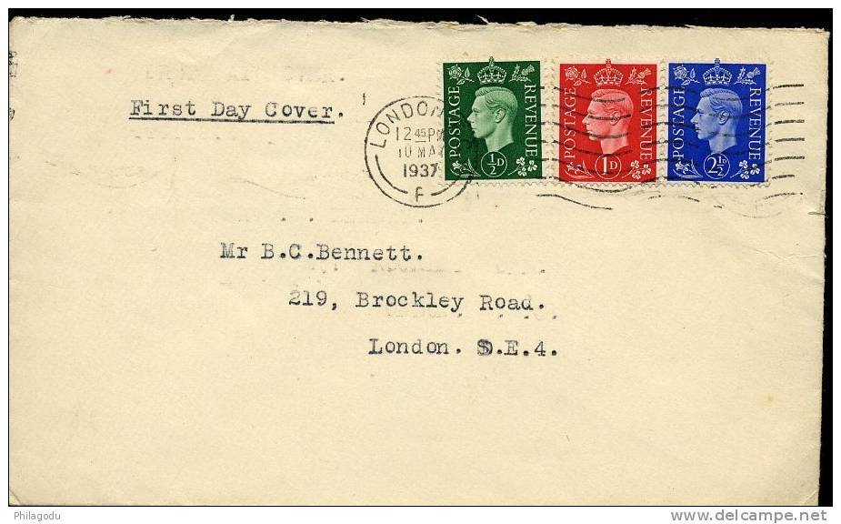FDC King New Definitive   10 May 1937  On A Regular Cover - ....-1951 Pre-Elizabeth II