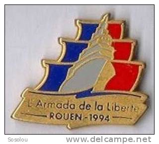 L'armada De La Liberté Rouen 1994 Le Bateau Et Le Drapeau Français - Boten