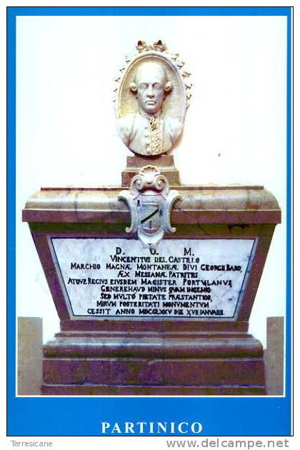 PARTINICO PALERMO NUOVA NON VIAGGIATA MONUMENTO SEPOLCRALE A VINCENZO DEL CASTILLO - Palermo