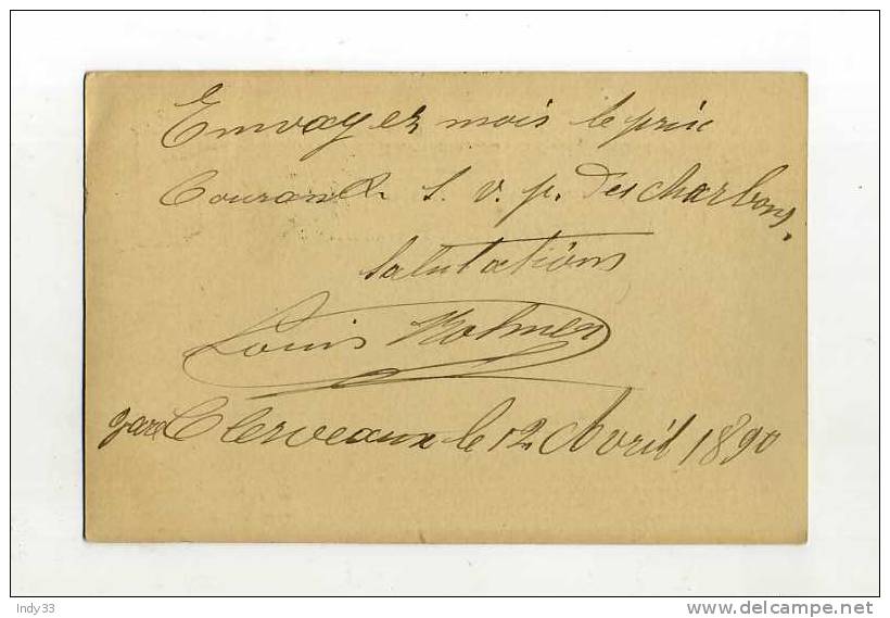 - LUXEMBOURG . ENTIER SUR CP DE 1890  POUR LA BELGIQUE . - Stamped Stationery