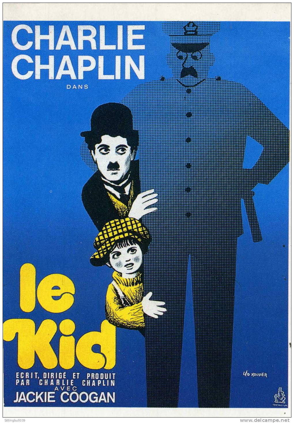 CHARLIE CHAPLIN, 1889 - 1989. Série complète de 8 CARTES POSTALES AFFICHES DE FILMS. ILLUSTRATIONS DE LEO KOUPER.