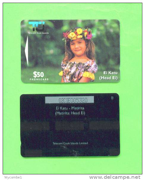 COOK ISLANDS - Magnetic Phonecard/Head Garland $50 - Iles Cook